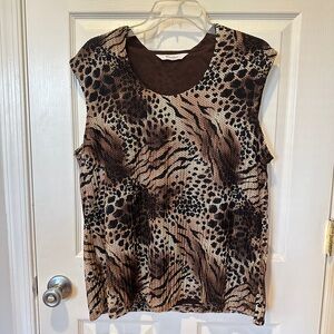 TanJay Brown and Black Animal Print Women's Top